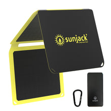 Load image into Gallery viewer, SunJack 15 Watt Foldable ETFE Monocrystalline Solar Panel Charger with 10000mAh Power Bank Battery
