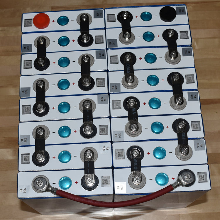 battery bank from 12 3.2v cells strung together