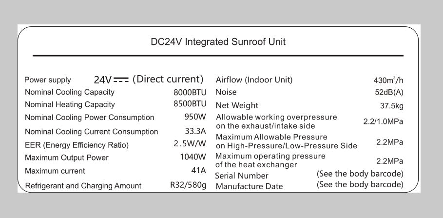 24V 8,000 BTU/h R-32 Roof Mounted Heat Pump AC with 8,500 BTU/h Heat
