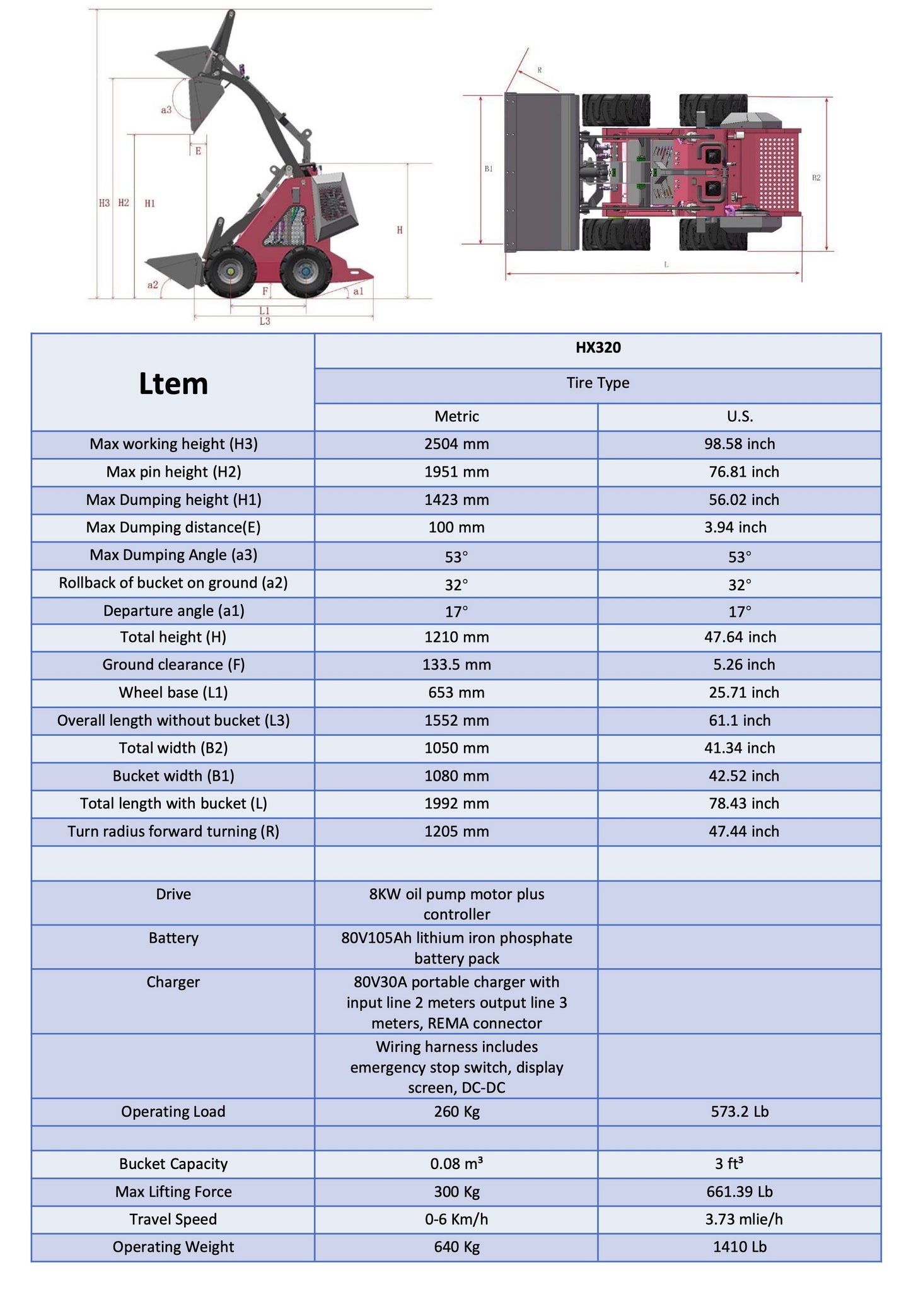 80V Rover Electric Mini Loader Skid Steer