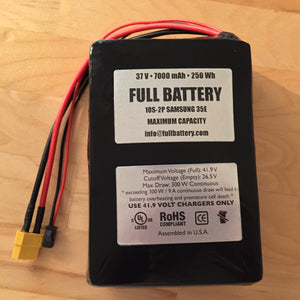37V Lithium Battery Pack with BMS • 10s2p 18650 Li-Ion • Flat format