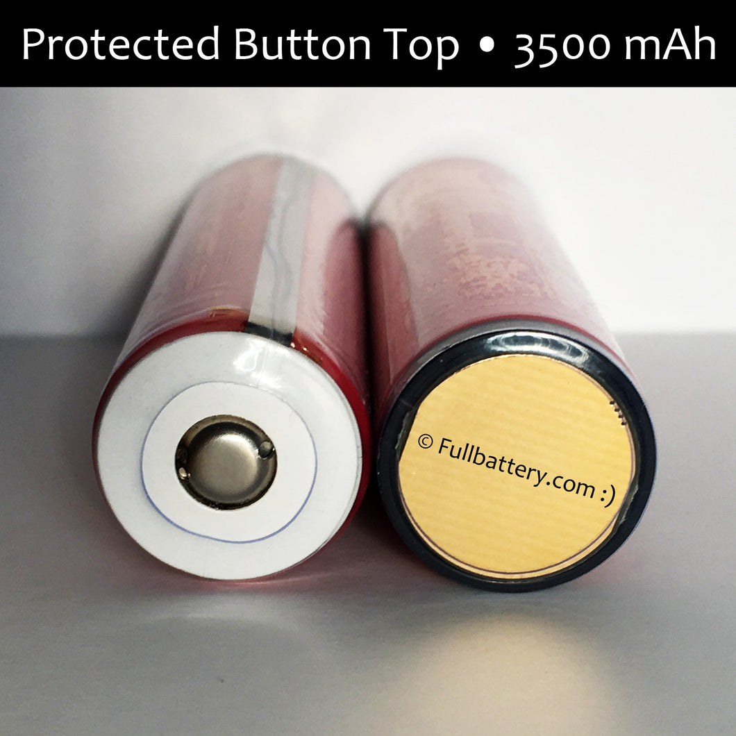 NCR18650GA Protected Button Top 18650 lithium cell; 5A, 3500 mAh